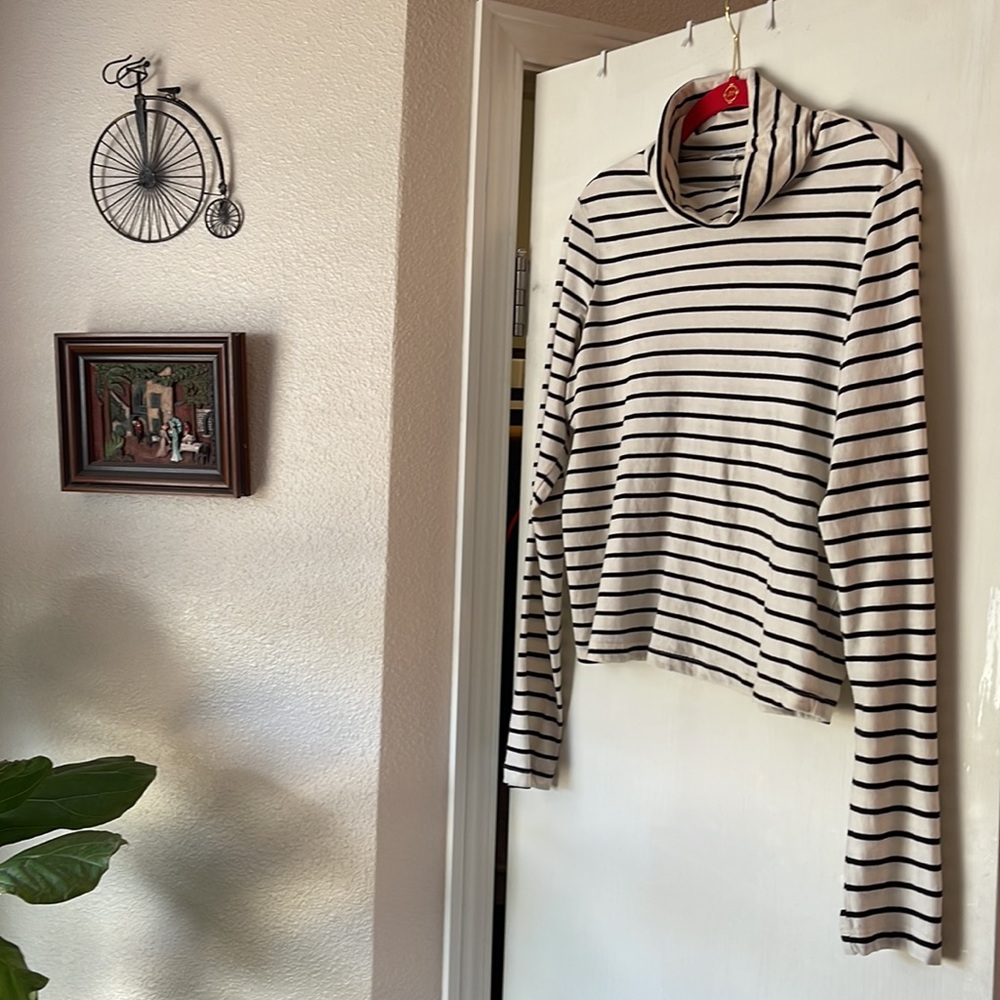 Stateside Striped Turtleneck Top - size Medium